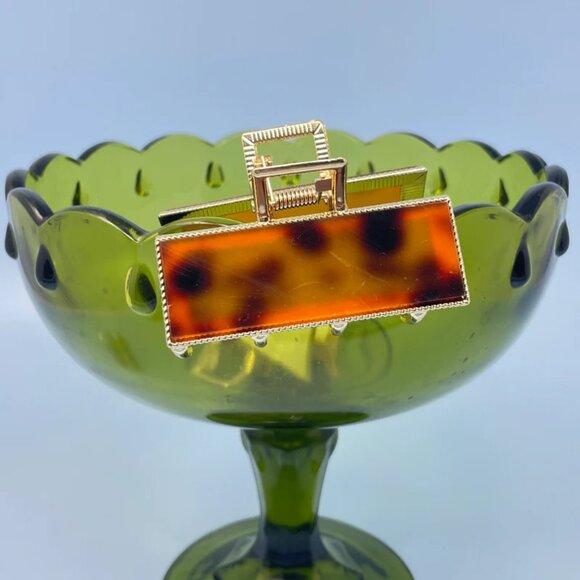 NWT Vanessa Tortoise Shell Enameled Hair Claw Clip - Picture 4 of 4